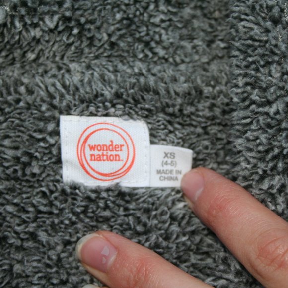 FUZZY SHERPA Zipper Hoodie Boy 4/5 Warm Bright Blue & Navy Light Jacket Layering - Picture 3 of 16